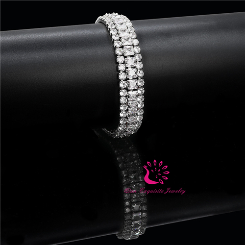 3 Rows CZ Wedding  Bracelet