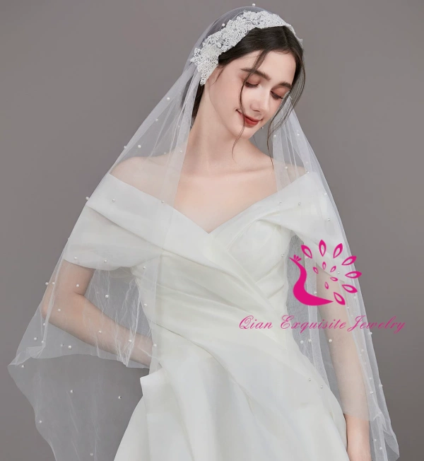 Bridal Veils with Pearls and Clips